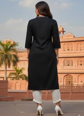 Back embroidered rayon kurta set 2