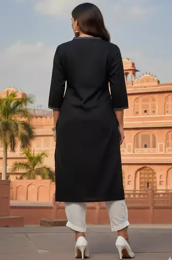 Back embroidered rayon kurta set