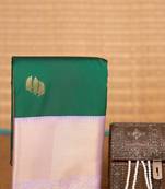 Forest green and lavender semi silk saree