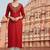 Red embroidered rayon kurta set
