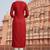 Red embroidered rayon kurta set