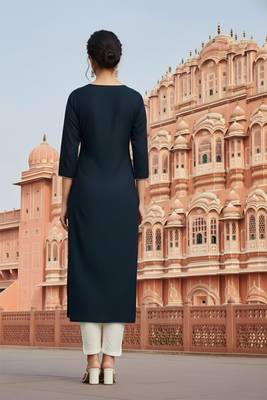 blue embroidered rayon kurta set 2