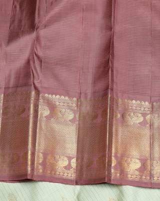 Tea green and chocolate pure zari silk saree 4