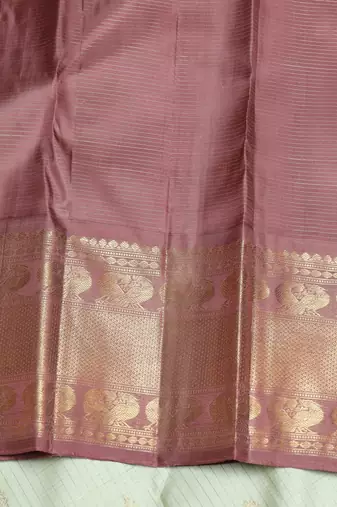 Tea green and chocolate pure zari silk saree