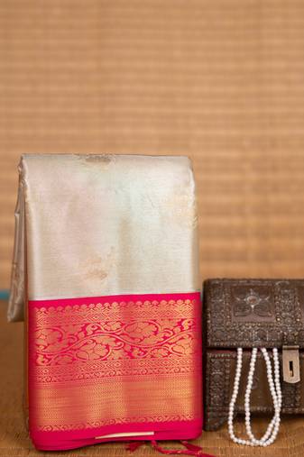 Silver grey tissue silk saree