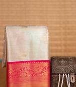 Silver grey tissue silk saree