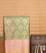 Basil green and mauve soft silk saree