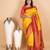 School bus yellow and red silk saree