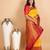 School bus yellow and red silk saree