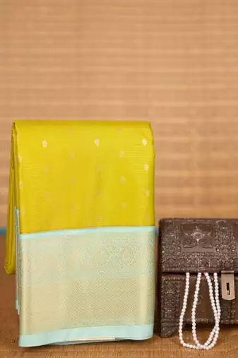 Lime green and pastel green soft silk saree