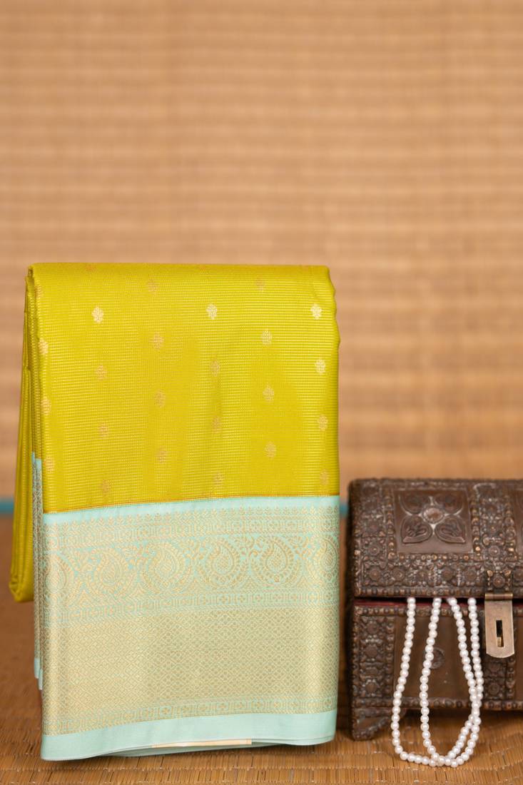 Lime green and pastel green soft silk saree