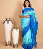 Capri blue and cobalt blue kanjivaram pattu saree