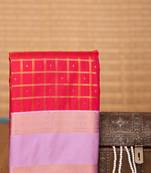Raspberry pink and lavender retta patta border semi silk saree
