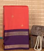 Pinkish red and purple semi silk saree