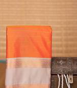 Papaya orange and cement grey vairaoosi semi silk saree