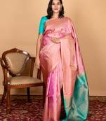 Pastel pink silk saree