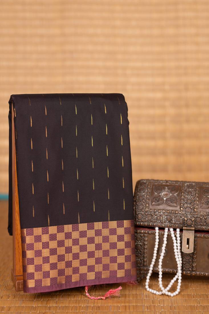 Black and french rose kanchi soft silk saree