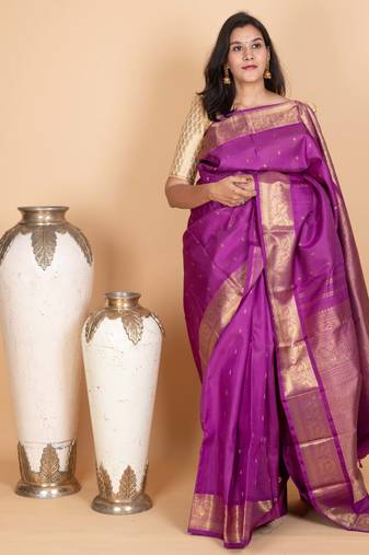 Violet kanjivaram pattu saree