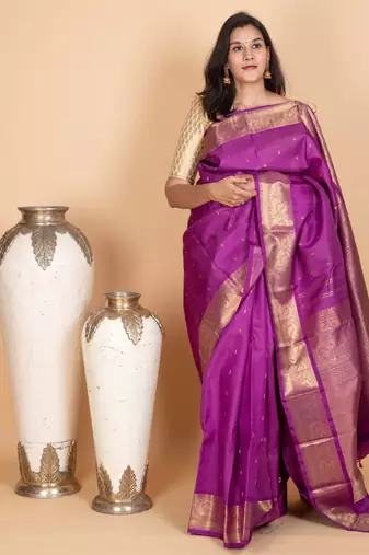 Violet kanjivaram pattu saree