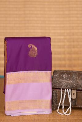 Orchid purple and lavender retta patta border semi silk saree 1