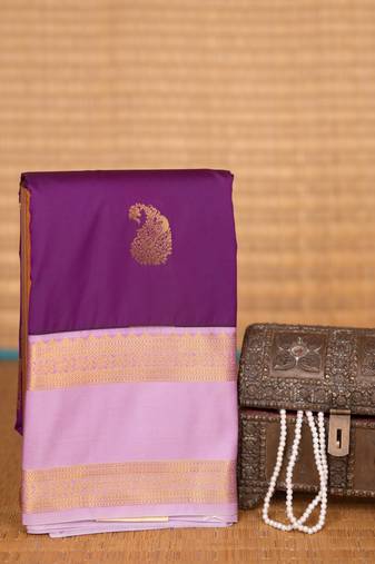 Orchid purple and lavender retta patta border semi silk saree