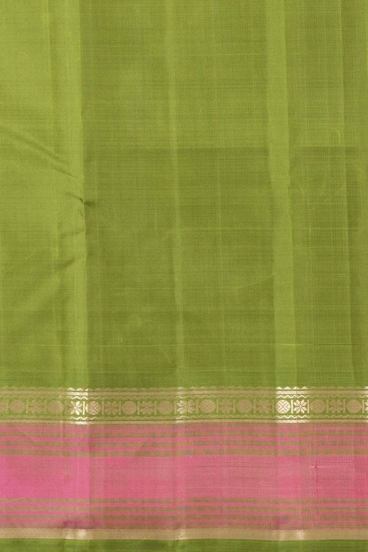Parrot green and pickle green zero zari kanjivaram silk saree