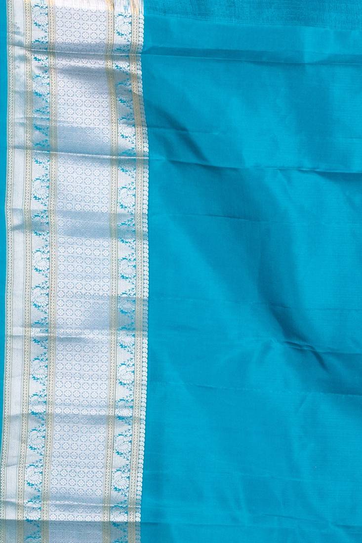 Sky blue and deep sky blue pure kanjivaram silk saree