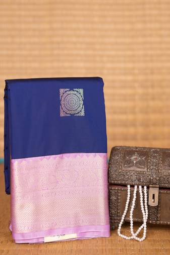 Royal blue and lavender semi silk saree