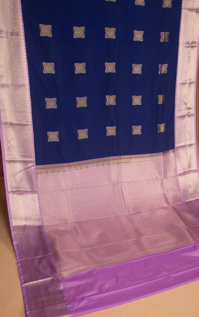 Royal blue and lavender semi silk saree
