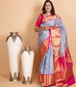 Coin grey and rani pink kanjivaram pattu saree