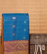 Peacock blue  and true purple kanchi soft silk saree
