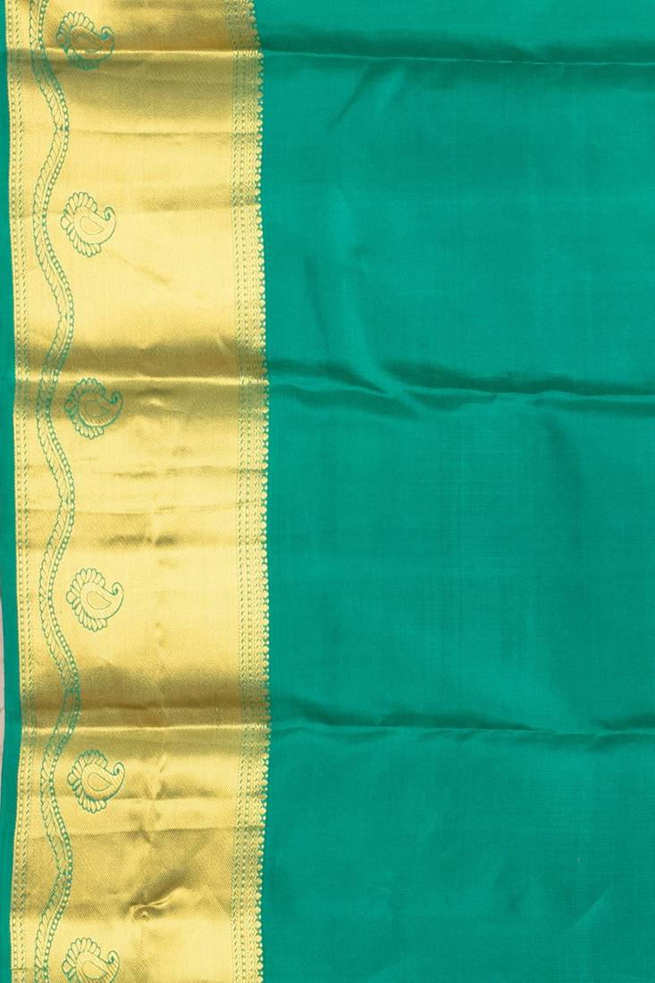 Navy blue and emerald green pure kanjivaram silk saree