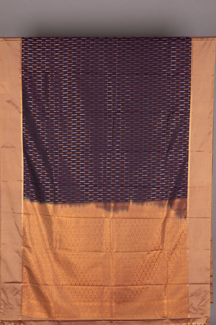 Dual tone purple and golden purple soft silk saree