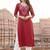 Red embroidered rayon kurta set