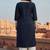 Navy embroidered rayon kurta set