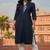 Navy embroidered rayon kurta set