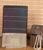 Navy blue and tea green semi silk saree