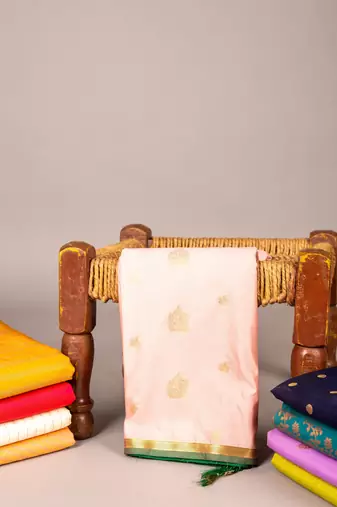 Pastel pink semi silk saree