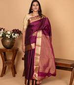 Purple brocade blouse pure kanchi silk saree