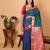 Peacock blue and magenta pure kanjivaram silk saree