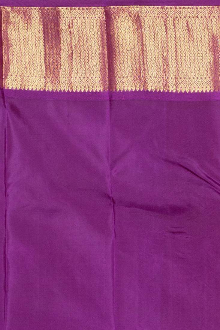 Bone white and blue violet pure kanchi silk saree