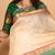 Cream white and dual tone green pure kanjivaram silk saree