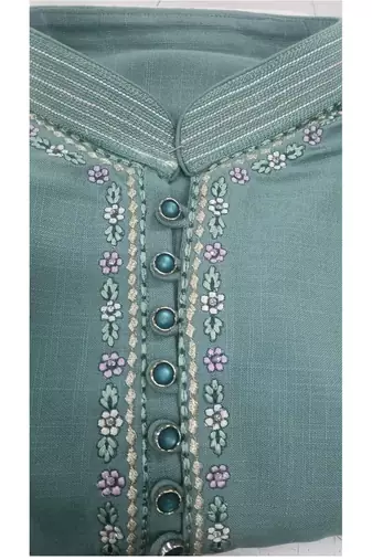 Sky blue pure cotton embroidery and pintex work kurta pyjama mens wear