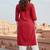 Red embroidered rayon kurta set
