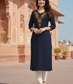 Black embroidered rayon kurta set