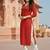 Red embroidered rayon kurta set