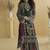 Black crepe silk printred aari work plazzo suit
