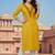 Yellow embroidered rayon kurta set