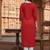 Red embroidered rayon kurta set
