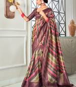 multicolour handloom silk blend with digital print with zari big border